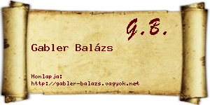 Gabler Balázs névjegykártya